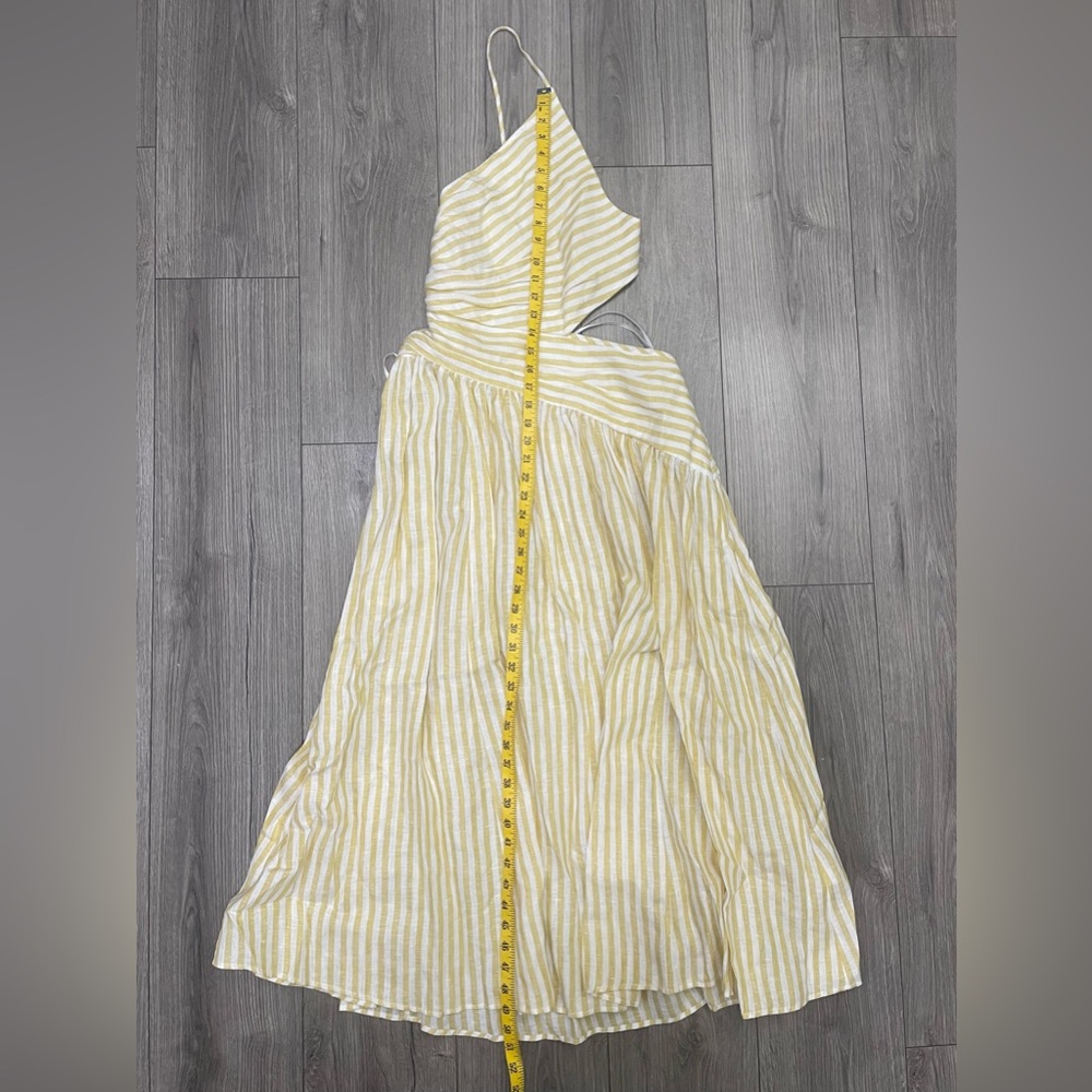 NWT Zimmermann Cascadian Cutout Ruched Striped Linen Midi Dress Size 10 US - Picture 3 of 9